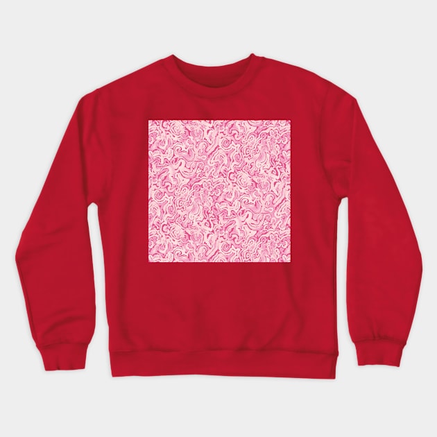 Pink Seahorse Spirals Crewneck Sweatshirt by Carolina Díaz